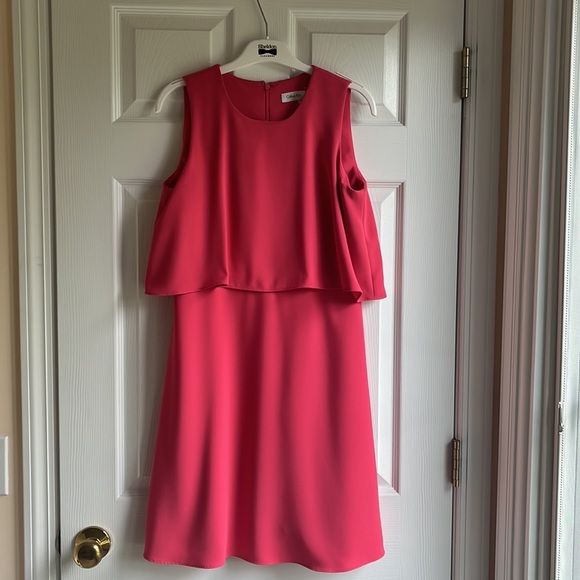Calvin Klein Pink Ruffle Layered Dress - Picture 2 of 9
